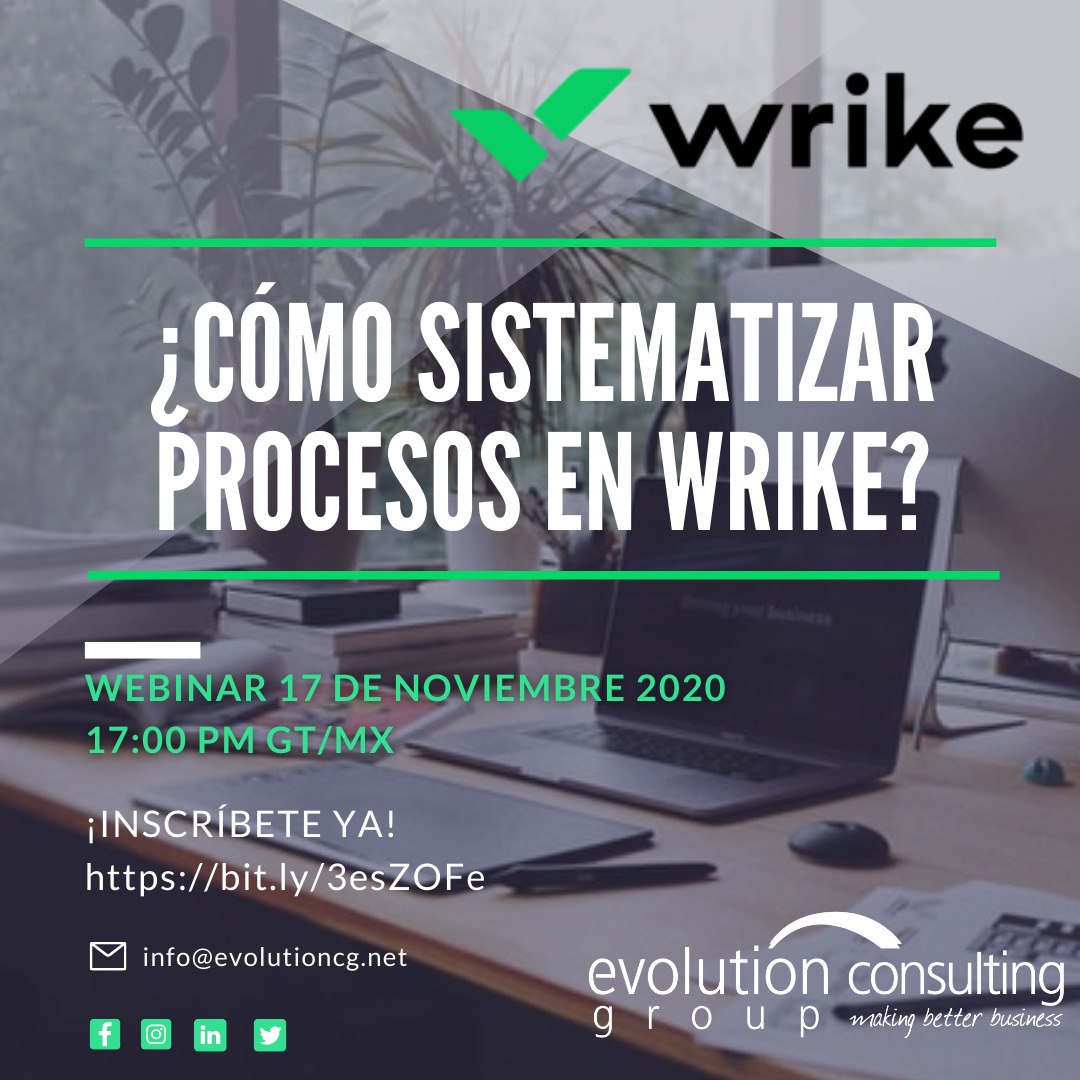 evolution_cg's tweet photo. 💡¡Evoluciona en tu empresa y trabaja como los grandes!
🖋️ Regístrate a este evento 100% online aquí:  https://t.co/La1DoIZ3ye   
⚙️Aprende sistematizar procesos a través de la herramienta Wrike https://t.co/rPtFFV6fYR