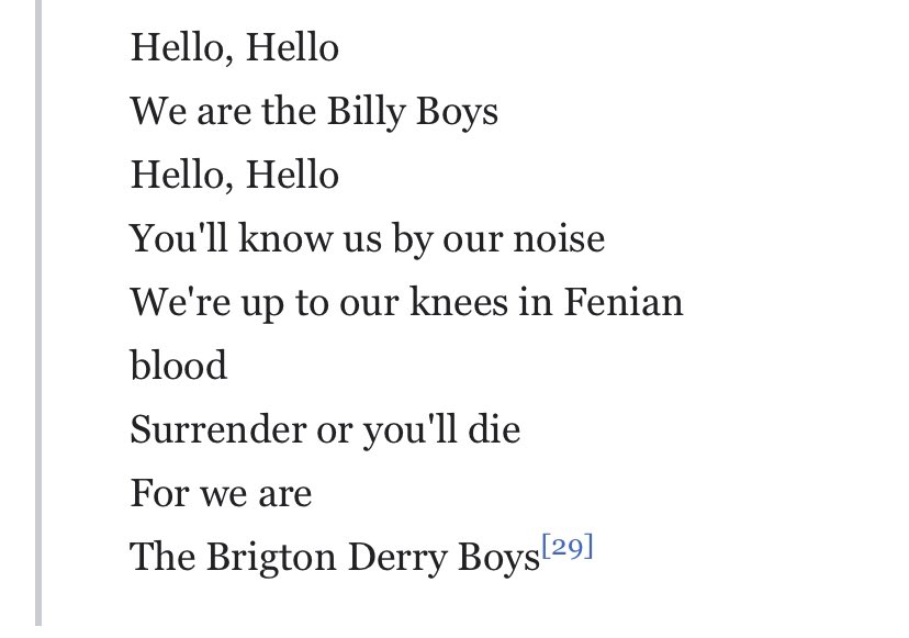 and here are the lyrics, note that the word “fenian” refers to Irish people in a derogatory way