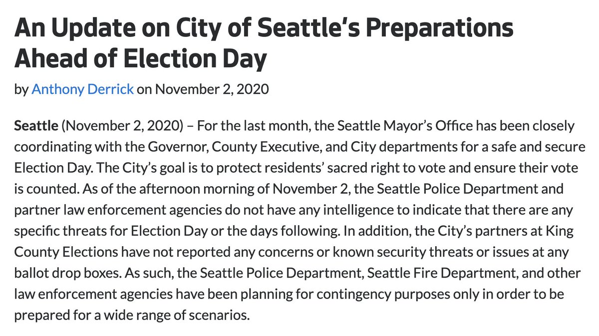 This violent attack happened just one day after Election Day, in the wake of a month-long fear-mongering campaign by Seattle Police and the Mayor's office, insinuating there was a high likelihood for mass violence surrounding the election.