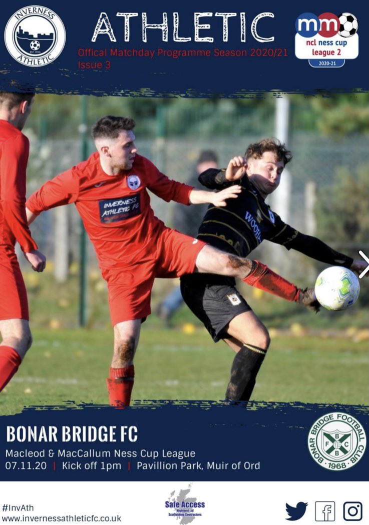 InvernessAthFC's tweet image. MATCH DAY PROGRAMME #InvAth #DigitalProgramme

Here is issue 3 of our brand new digital match day programme for tomorrow’s visit of Bonar Bridge. 

Thanks to K &amp;amp; N Concepts Ltd for their assistance with these. 

📰 bit.ly/IAFCvBBFC_Prog…
