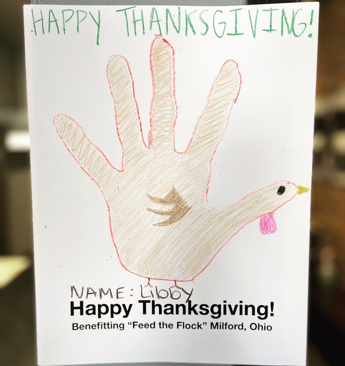 Okay, we know this hand turkey isn’t great but that’s where you come in...we want to see your best hand turkey drawing! For $1 you can draw your turkey and hang it on the wall and when Thanksgiving comes we will donate all of the proceeds to <a href="/FlockOur/">@feedourflock</a> !! We are so