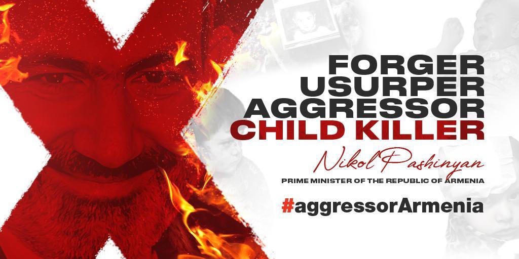 gasnvg06's tweet photo. @NikolPashinyan/’s hands are entirely in @Azerbaijan/is children blood.
#aggressorArmenia https://t.co/alXzmfmLD0