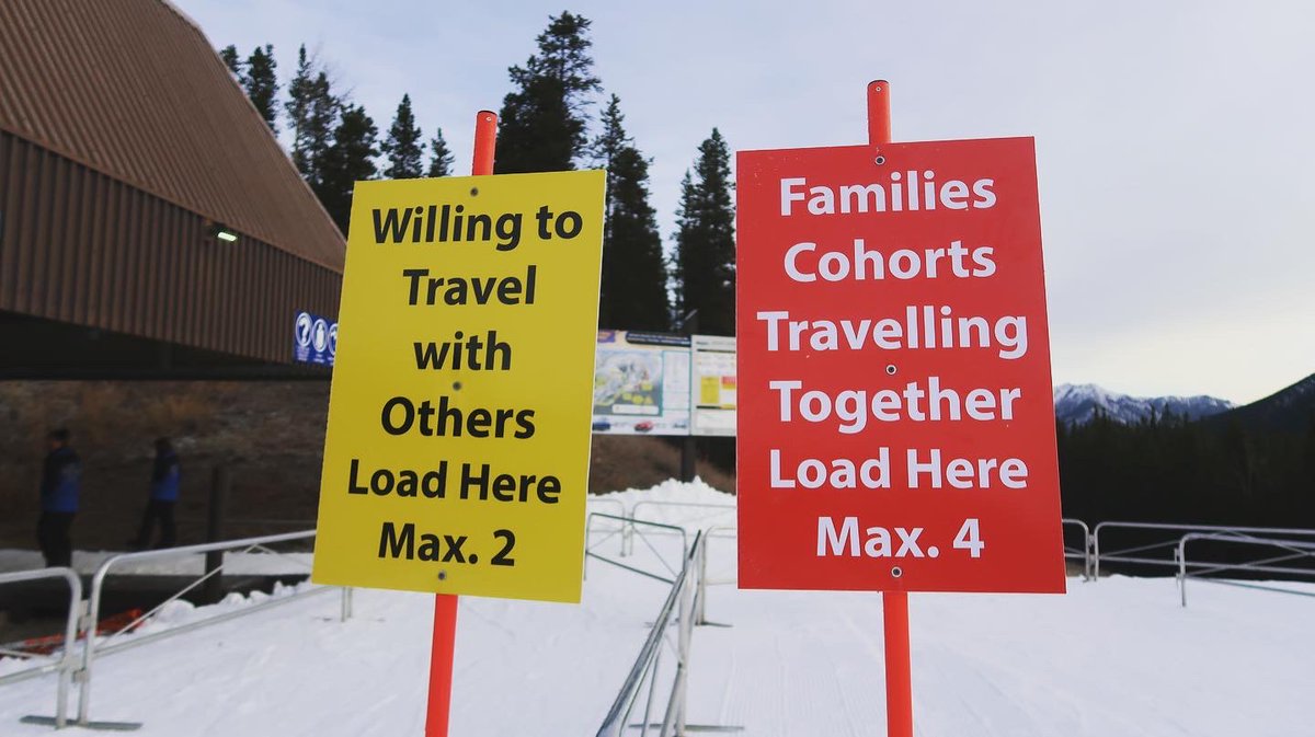 SkiNakiska's tweet photo. Some of our new signage to greet you this weekend and help give us all guidelines to stay safe 😊 #skiclose #previewweekend #kananaskis #nakiska https://t.co/EbQkcmWRdc
