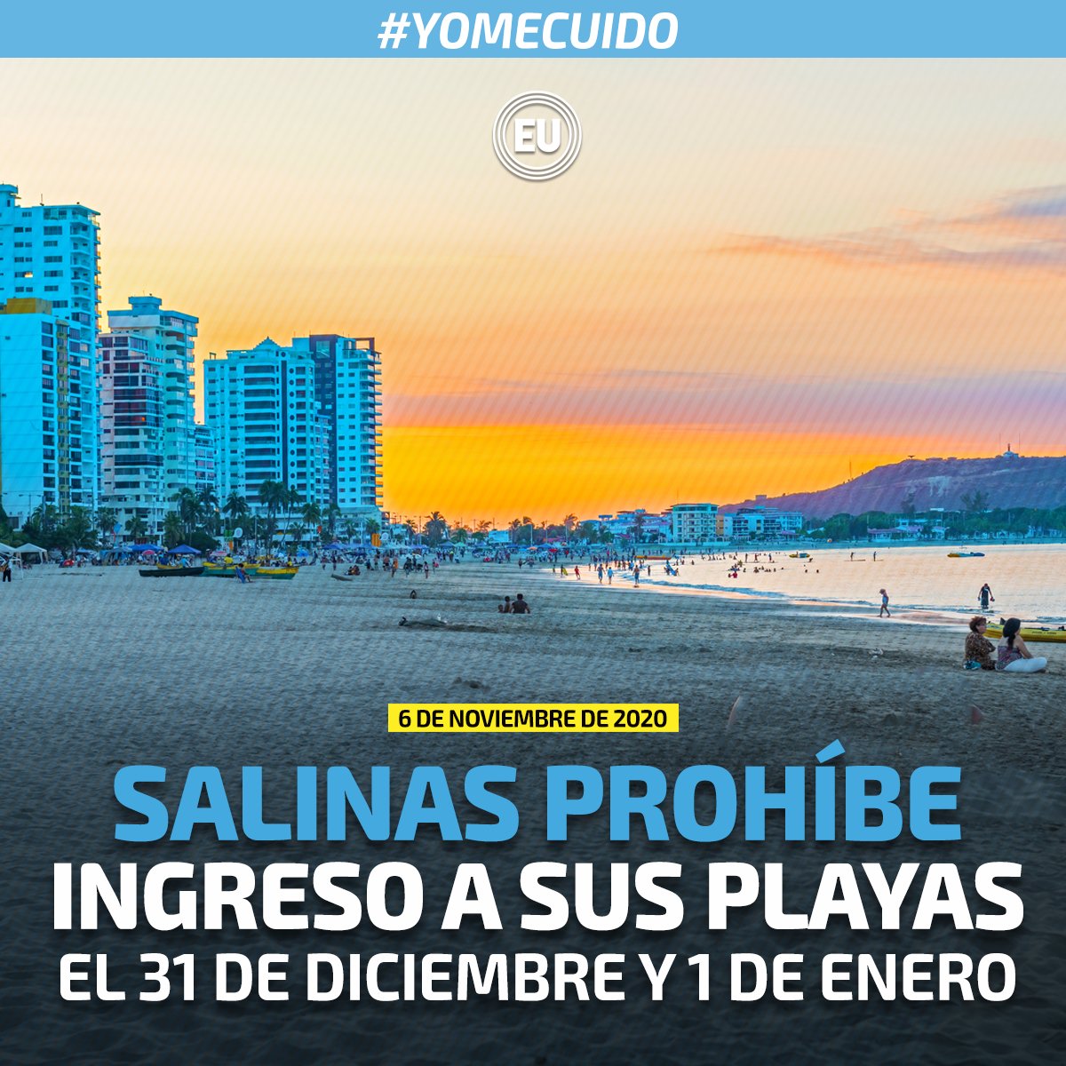 eluniversocom's tweet photo. Salinas decide prohibir el ingreso a sus playas el 31 de diciembre y 1 de enero para evitar aglomeraciones y contagios de COVID-19, informó alcalde. ► https://t.co/oU36sLgcbb https://t.co/o4wQkjOSrz