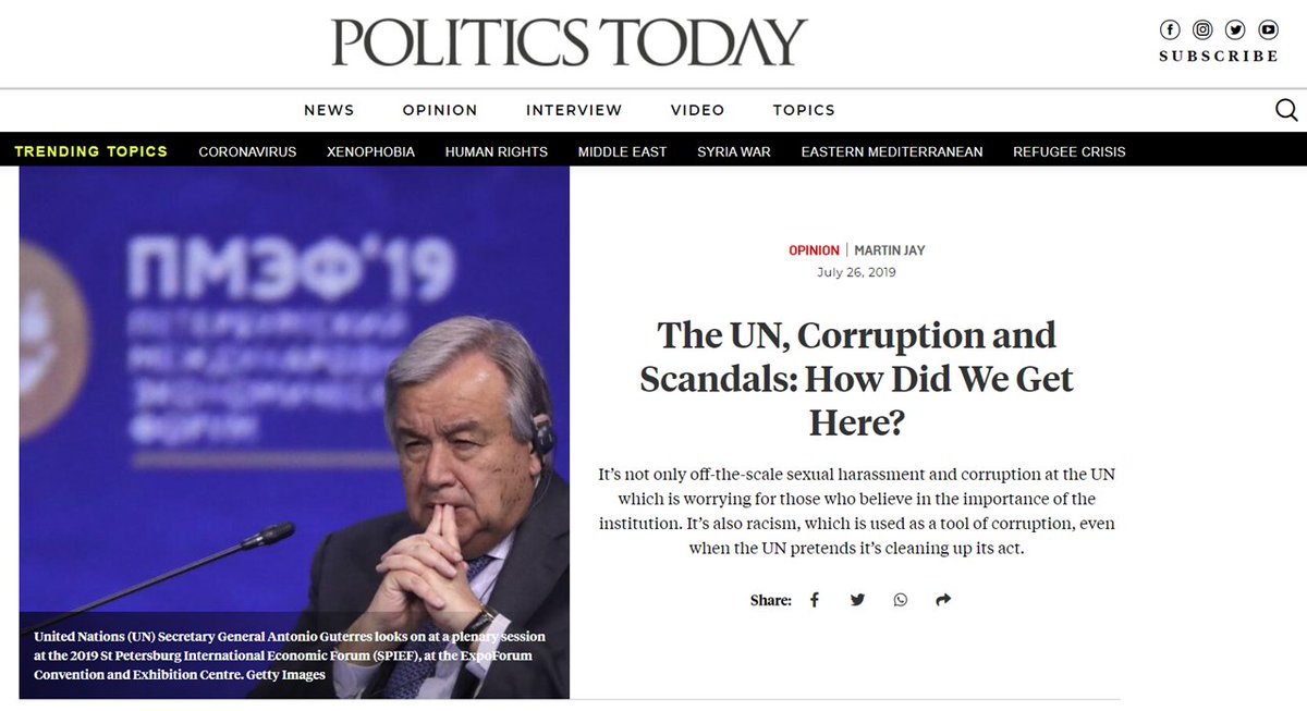 BRAINCURES's tweet photo. The #UN, #Corruption and #Scandals: How Did We Get Here?
https://t.co/KjMfNJjTBF
@MartinRJay @GoogleExpertUK @innercitypress @GlamAveli @sharanyakkn @SimaNewell @WB_UK @MrPapanickolas @gijn @StopFraud @WhistleblowerNN #UNMeToo @StephDujarric @AminaJMohammed @worldywca @whotopia https://t.co/Msdy9oIBkl