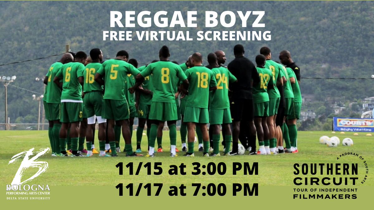 In REGGAE BOYZ, Watch it virtually - Sunday Nov. 15 at 3:00 pm and Tuesday Nov. 17 at 7:00 pm Go to bolognpac.com see the exciting trailer of call 662-846-4625 for more information. . #seeitatBPAC