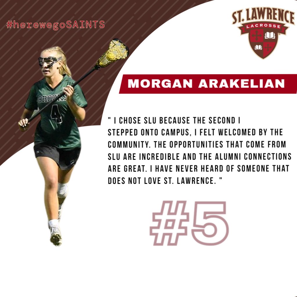 Saints_Wlax's tweet photo. Welcome home Morgan Arakelian! Morgan is our next #freshiefriday and comes to us from @BrooksGVLax Welcome home Morgan! #herewegoSAINTS #dontchallengeherinafootrace #shesreallyfast https://t.co/sXJRMMvS6s