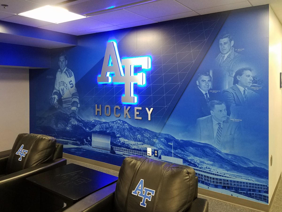 KJ_Branding's tweet image. We are proud to display the new work we did for the US Air Force Academy Hockey team. Custom lighted logos, award plaques, wall murals, mounted lettering &amp;amp; more. Our team in Buffalo, MN designed, created &amp;amp; installed everything.  Just phase 1, more to come!

#LetsFlyHigh

@AF_HKY