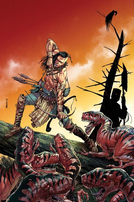 DAY 6: AIYYO, WHAT Y'ALL KNOW ABOUT THE GAWD TUROK: DINOSAUR HUNTER? WHACHU KNOW BOUT THE N64 GAME? Y'all too young for that. Turok is stranded in the "sewer of the universe" known as the lost land that's inhabited by dinosaurs and savage barbarians.  #NativeAmericanHeritageMonth  