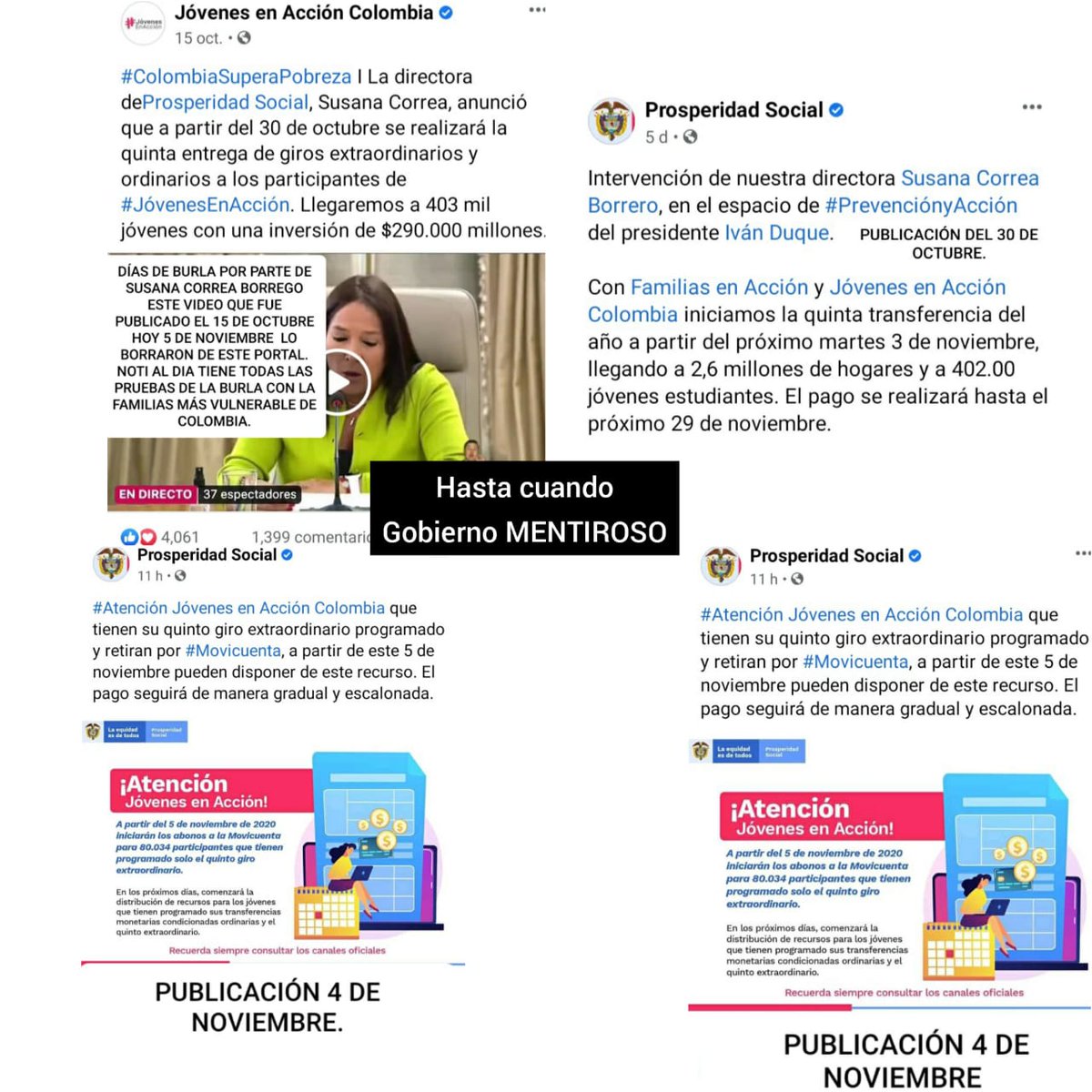 DaniiAkane1's tweet photo. @ProsperidadCol @MinAgricultura @IvanDuque @SusanaCorreaBor #HastaCuandoGobiernoMentiroso 
Siguen dilatando las fechas de la entregas de los beneficios a las poblaciones más vulnerables de Colombia.
@IvanDuque  @ProsperidadCol @JovenesAccionCo @SusanaCorreaBor @DNP_Colombia @BancoAgrario https://t.co/BtLF1A4I82