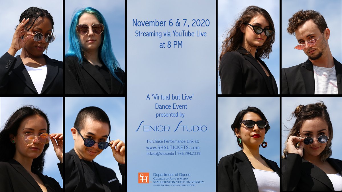 shsucam's tweet photo. TONIGHT and TOMORROW, our dancers perform in #SeniorStudio 🎶 !! We are so proud of how much they've grown in their craft with both SHSU & outside experiences. Take a break from binging your favorite show for the 8th time this month and tune in! 😉 https://t.co/HBwPbYmoJn✨ https://t.co/bWncfp1pp3