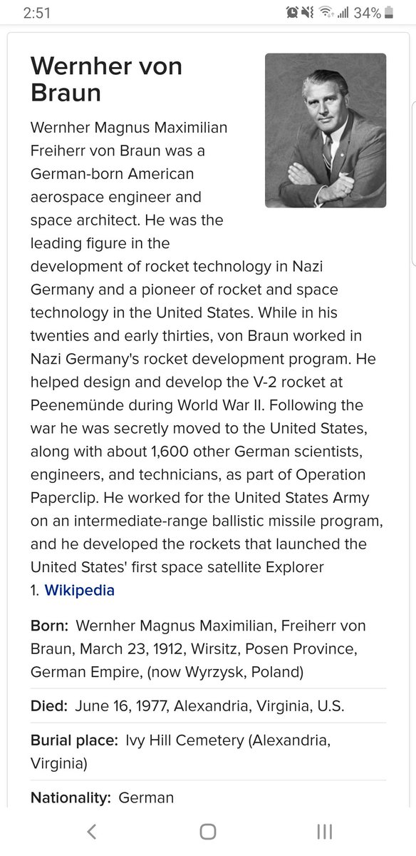 Speaking of the NazisRight before Operation Highjump (1946), in 1945 after end of WW2 they had Operation PaperclipWhere The U.S and Russia divided more than 1600 German scientists, engineers, techniciansOne of them was Wernher Von Braun....who became head engineer at NASA