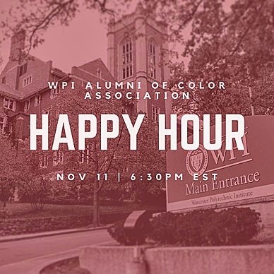 WPI_ACA's tweet image. Don't forget to register for our Member Happy Hour this Wednesday, November 11 at 6:30pm EST. We're excited to get to know you better and hope that you'll join us for an hour of socializing and career discussions this autumn! Link in bio to register #WPI #WPIACA #WPIAlumni