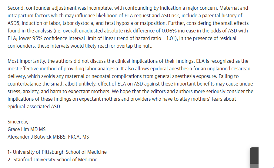 LimGrapes's tweet photo. Check out @aljabut and my response to the @JAMAPediatrics article on association b/w epidural labor analgesia and autism 

Intentionally not linking to primary article https://t.co/ZtctZhpECZ