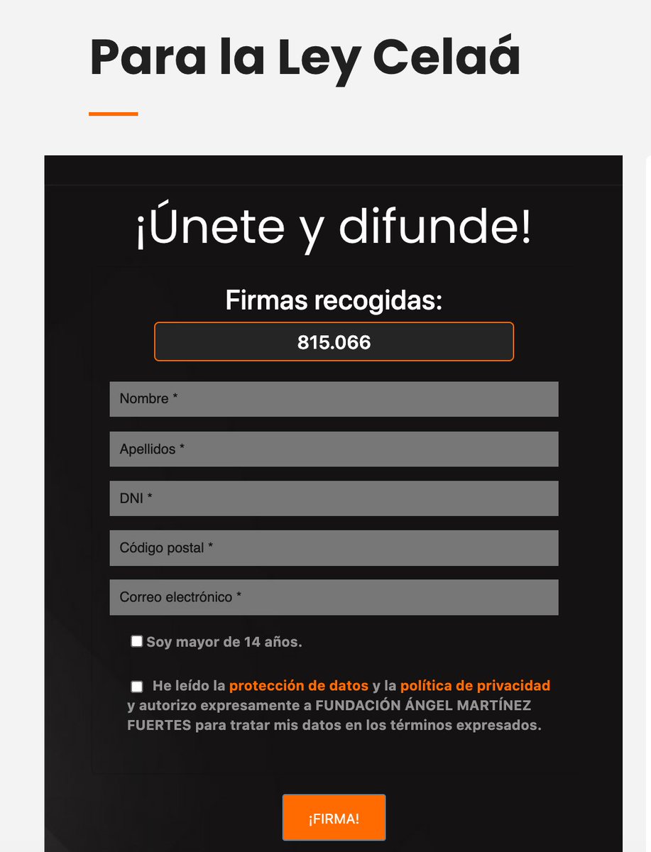 Más de 300.000 nuevas firmas en las últimas 24 horas
<a href="/MasPlurales/">Más Plurales🧡</a> #StopLeyCelaa #MasPlurales 
Firmar manifiesto aquí: masplurales.es