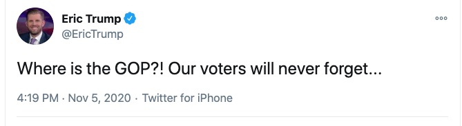 By the way, this tweet was posted and quickly deleted but... As I wrote in the piece, this is an excellent outcome for GOP that is not Trump or his family—they are well positioned for the next four years, and many of them are eyeing 2024 already, without the Trump ballast.