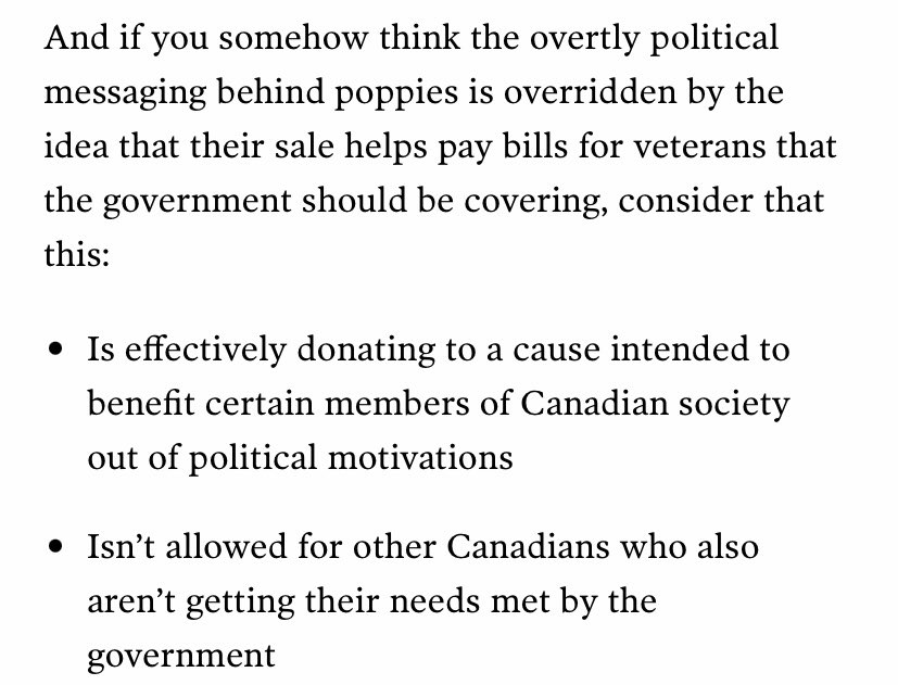 If you don’t think the poppy is a political symbol, consider what its trademark owner, the Royal Canadian Legion, has to say about it and what it represents. Now think about what message it sends when every anchor on television is wearing one...