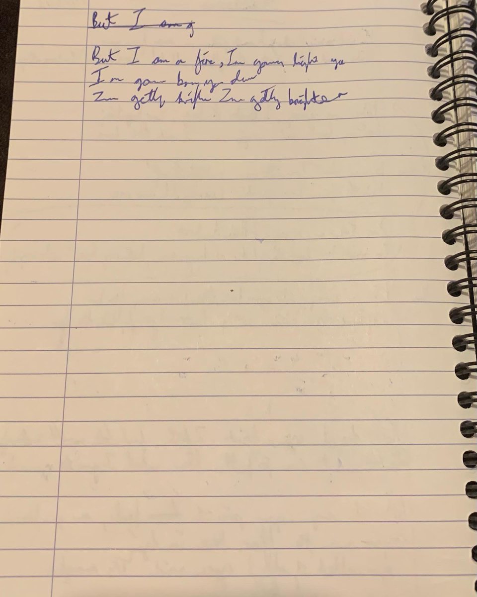 theruaofficial's tweet photo. .@jonathanrtbrown was reorganising his room and found one of his songwriting books that has the original handwritten lyrics for ‘Gasoline’ in it 🔥🎶

We can’t read his writing either 🤣🤣

#gasoline #therua #music #handwritten #songbook #songwriting #originalmusic https://t.co/klAgAVeLoA