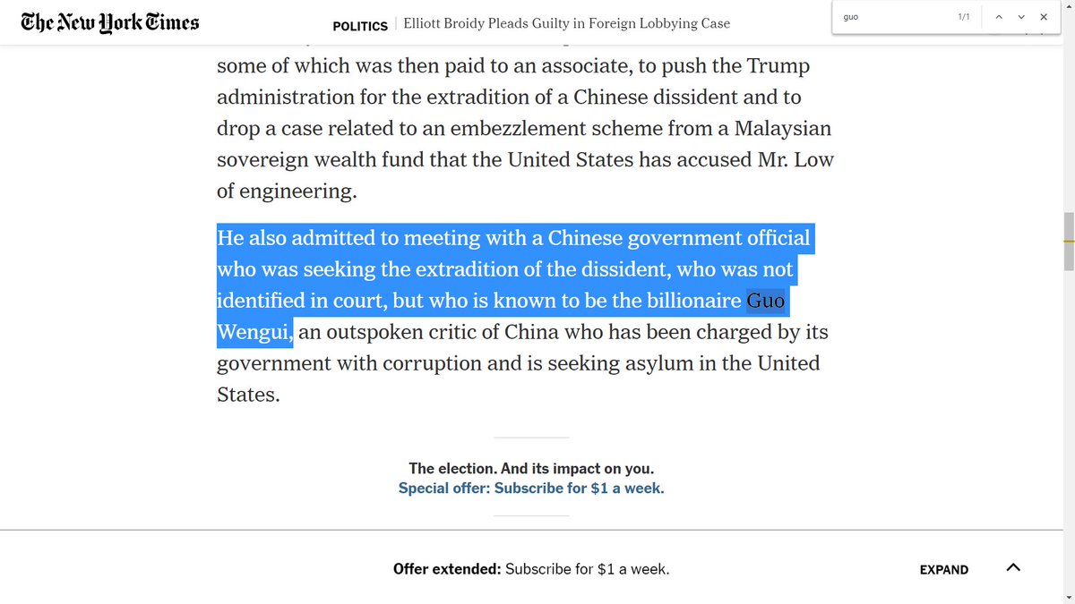 And we can't leave the gopig party  @GOP out of all the fun.GOP fin chair Broidy Pleads Guilty to Foreign Lobbying"A former fund-raiser for rump admitted to a role in a covert campaign to influence the admin on behalf of Chinese & Malaysian interests." https://www.nytimes.com/2020/10/20/us/politics/elliott-broidy-foreign-lobbying.html