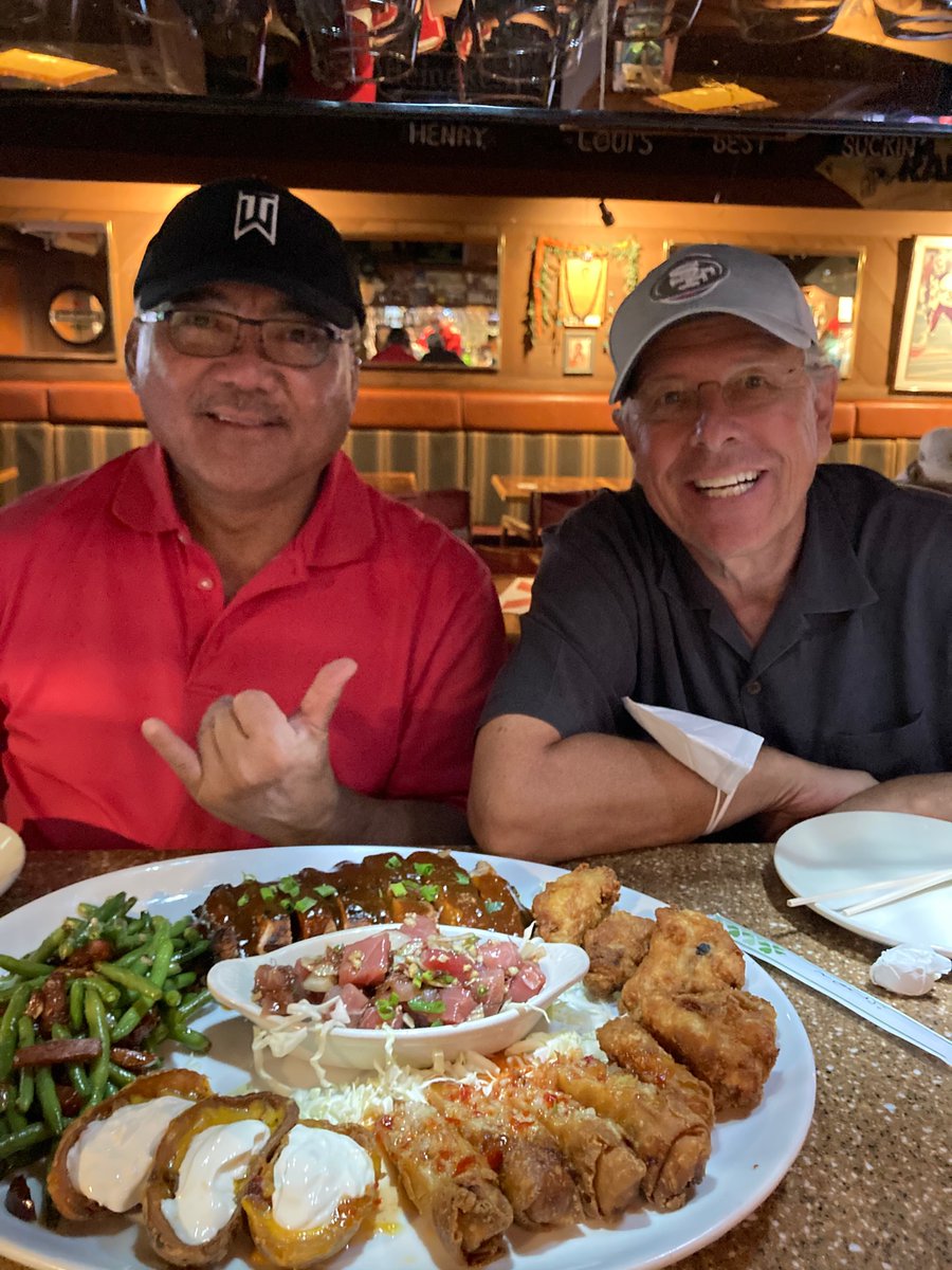 Doing what 2 retirees should be doing after golfing at the Honolulu Country Club last weekend. Longtime HNL GM Mike Navares and me enjoying pupu’s at the 19th hole. Had a great, safe, clean and friendly flt there and back. Aloha!!