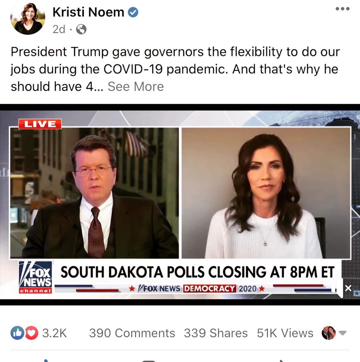 mcdowellformo's tweet photo. Gov. Kristi Noem, @govkristinoem the Governor of South Dakota, is fearless in supporting @realdonaldtrump!! 

What’s wrong with our Governor? @GovParsonMO 
Why is he silent?
Why is he not condemning the voter fraud?
Why is he not stating his support for our President? https://t.co/vUJmhwlYlu