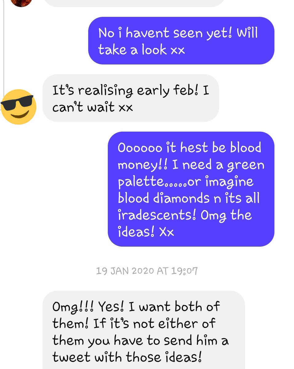 Cassie135's tweet photo. @JeffreeStar a message I sent my friend back in January before Blood Lust was announced 🙃 speak things into existence and all that. Can you have a UK retailer please customs is a bitch and literally doubles the price 😑 #wetypefast #wecanspell 😂 https://t.co/Hv59HCoEnY