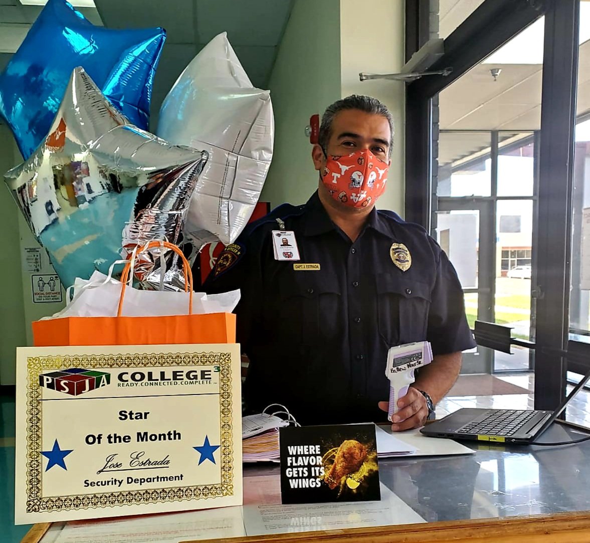 PSJASecurity's tweet photo. Congratulations to Joe Estrada our star of the month! Mr. Estrada has been an excellent employee for the the Security Department. Working hard everyday to make sure that our students and staff are safe. Thank you Mr. Estrada for you work and dedication. #psjaisd  #psjaoperations https://t.co/pvrCil4pAd