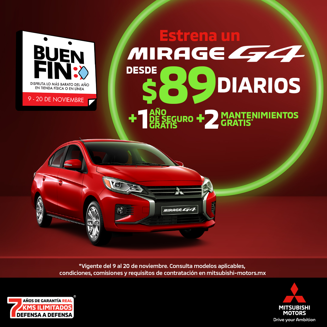 MitsubishiMex's tweet photo. Este Buen Fin, puedes estrenar el auto que da kilómetros y kilómetros con menos gasolina. #NuevoMirageG4 #UnRitmoDistinto #CambiaTodo.
Conoce la promo aquí: https://t.co/hlPqJQxUfK https://t.co/l4BHbJ56bC