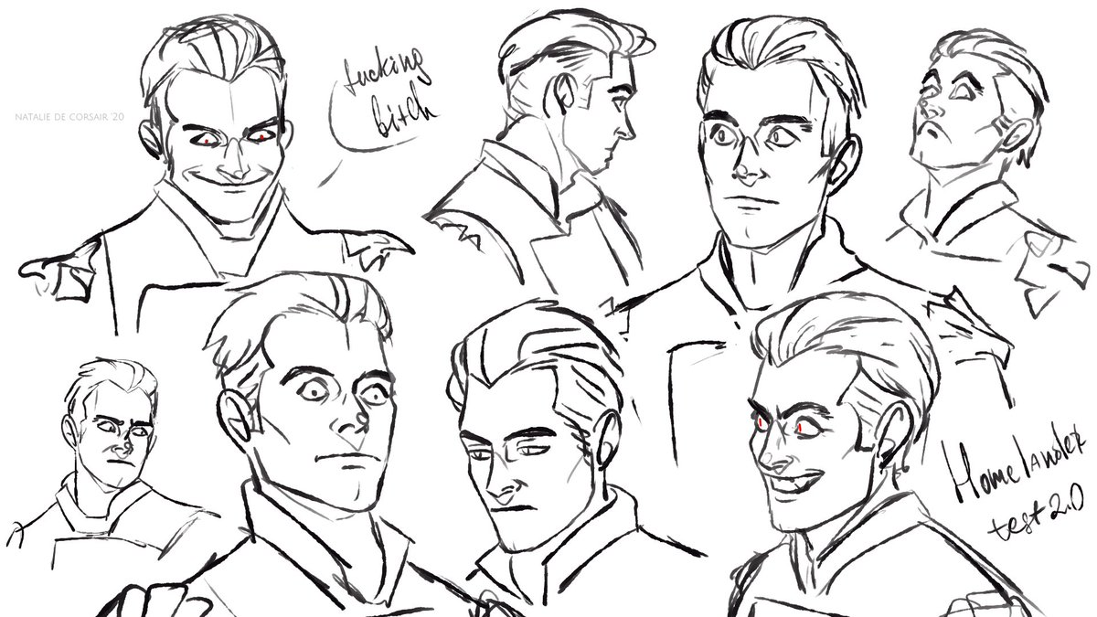 That's why I have an entire page of practicing him that I drew several days ago (it says test 2.0 because I had a first attempt that totally failed lol)
@antonystarr did a marvelous job, you love to hate Homelander and his majestic face expressions, thank you for it!
#TheBoys