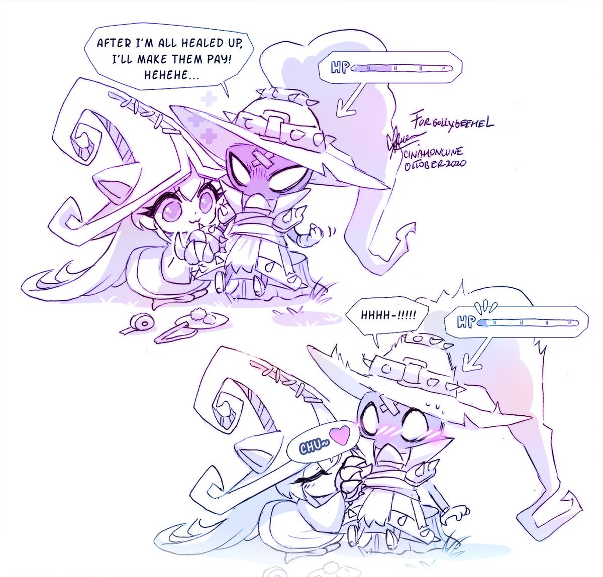 cinamoncune's tweet photo. Commission for @gollygeemel ! 

Xayah taught Lulu that kisses could kill bad things???

#LeagueOfLegends https://t.co/GAdK8DXha1