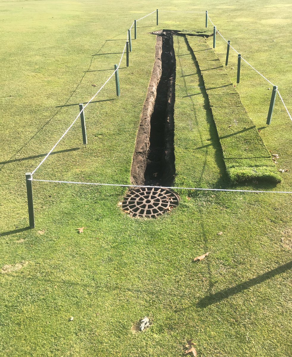 benjpfeffer's tweet photo. No need for the mini excavator / trencher!! Drainage continuation project @FoxRunGolfLinks. https://t.co/7AdWTDUZOD