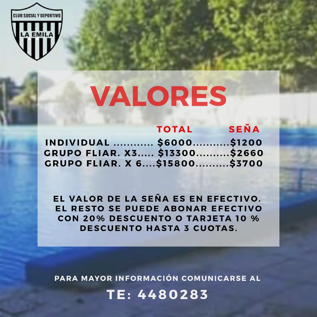 clublaemilia's tweet photo. Tenemos buenas noticias para alegrarles el fin de semana 😀 HABRÁ TEMPORADA DE NATATORIO 2020/2021
Regida bajo protocolos por seguridad sanitaria para cada persona que asista la pileta abrirá sus puertas para vivir la estación más linda como se merece 🌞🌴
(*) https://t.co/DMU5oyPrcs