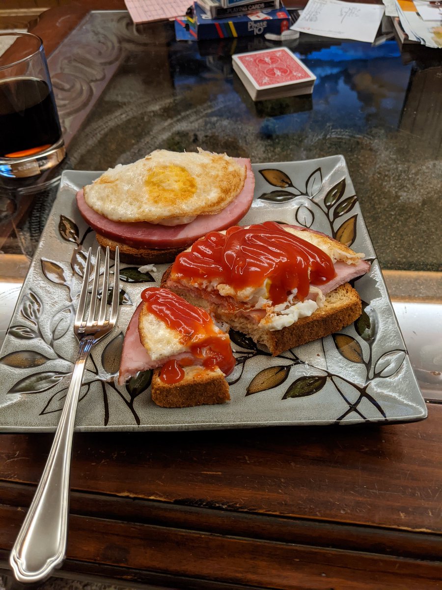jeivell's tweet photo. Dinner and a movie... Today's choice, ham and eggs on toast. And a classic. The Producers with Broderick and Lane. https://t.co/yOlD3I4epr