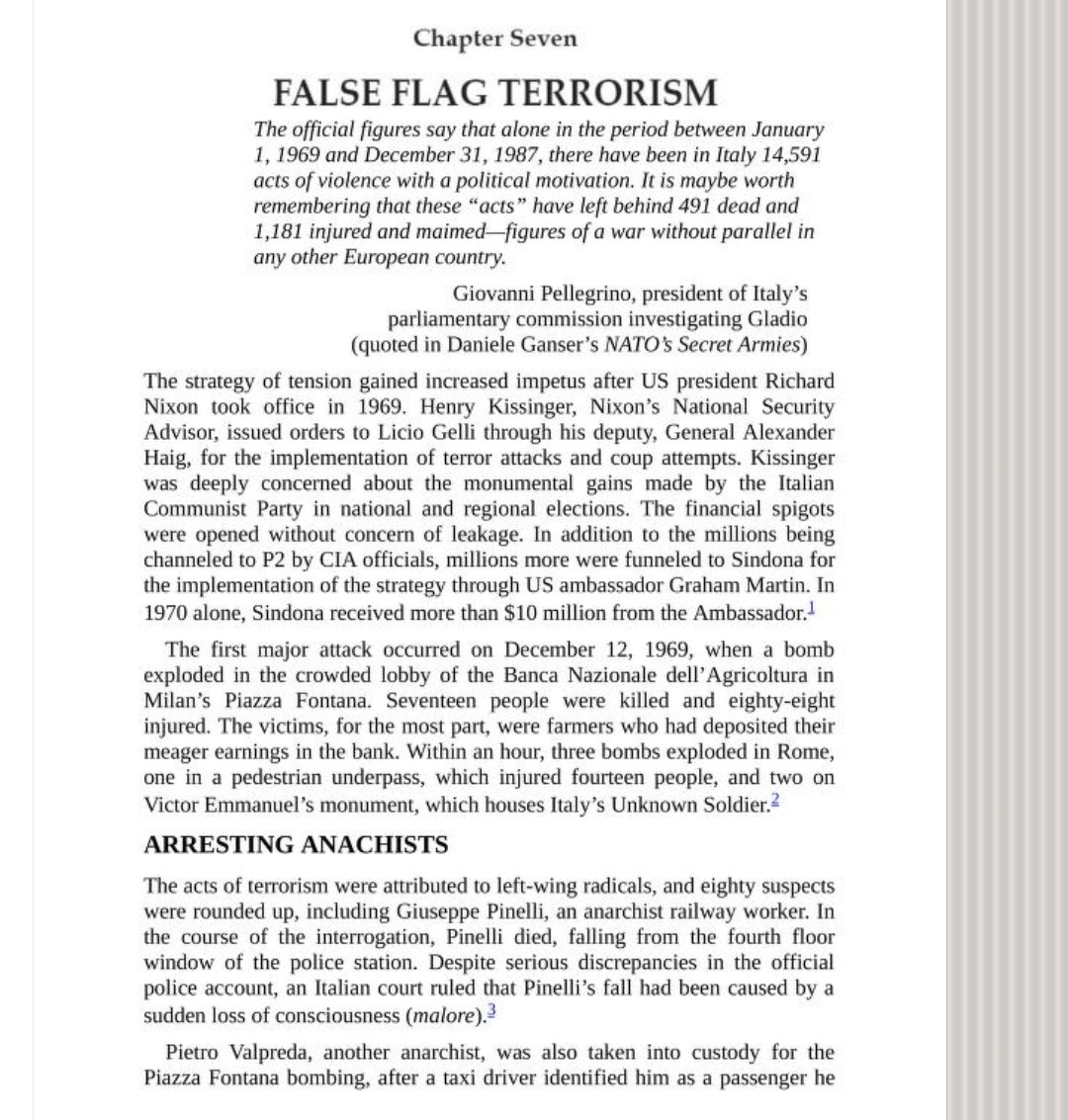 Worse still: the terror attacks. The Piazza Fontana bombing, the CIA, and the right-wing Gladio units who carried it out: