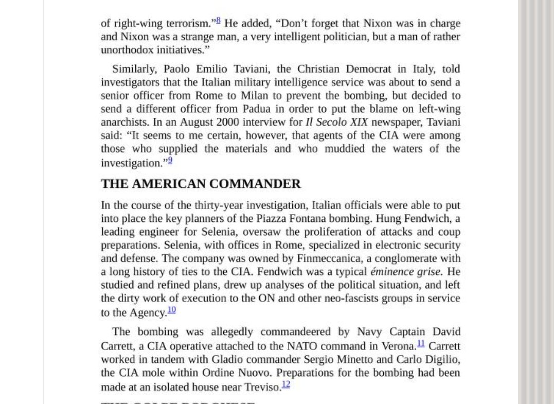 Worse still: the terror attacks. The Piazza Fontana bombing, the CIA, and the right-wing Gladio units who carried it out:
