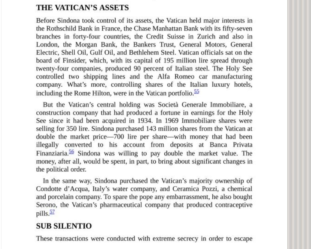 The Italian economy, and the life savings of many Italian civilians, soared and plummeted with the Vatican's holdings and various financial decisions. This, despite little or no state oversight of the transactions. An incredibly dysfunctional arrangement: