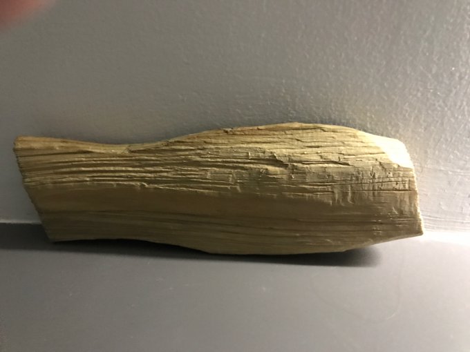 ArtMorayHouse1's tweet photo. A bedroom clear out has uncovered #ShitFish, daughter No.2’s whittling with her first pen knife. Tears of laughter as she recalled the sainted Mrs Turner’s surprise as daughter proclaimed it was finished not a work in progress at 'Show and Tell'. https://t.co/MB1vPSEAQg