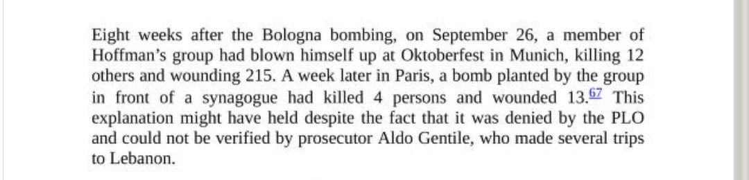 And on August 2, 1980, the most deadly: the bombing of the Central Station in Bologna. 84 killed, hundreds wounded. Followed shortly by a bombing at Oktoberfest, all of it blamed on the Red Brigades: