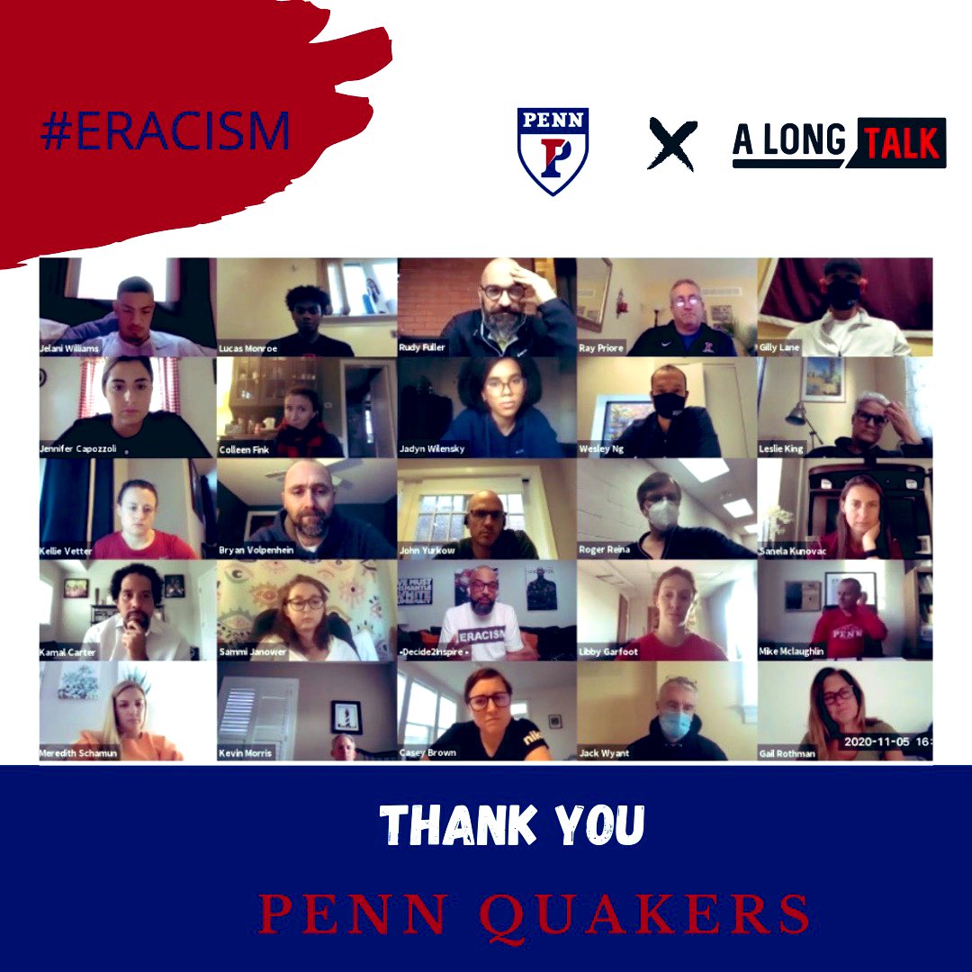 KyleWilliamsD2i's tweet photo. Thank U @pennathletics for the courage displayed over our 3 days this week. We kept it 💯 & it got uncomfortable, but we powered through 2gether & got to a point where we can agree that’s it’s time for the beginning of the end. #eracism #educate2endhate #Nomoreneutral #Ivypromise https://t.co/LEKDJryTCh