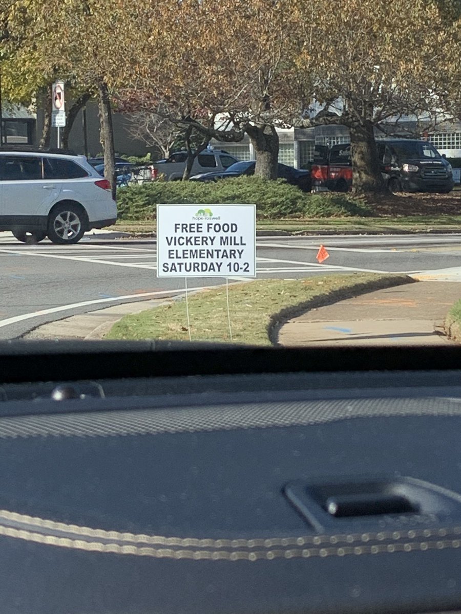 BLMCobbCountyGA's tweet photo. In a break from election news, there is free food tomorrow in Roswell at Vickery Mill Elementary from 10-2 (or until supplies last) for whoever needs it - no ID required https://t.co/HkNp5pHwsM