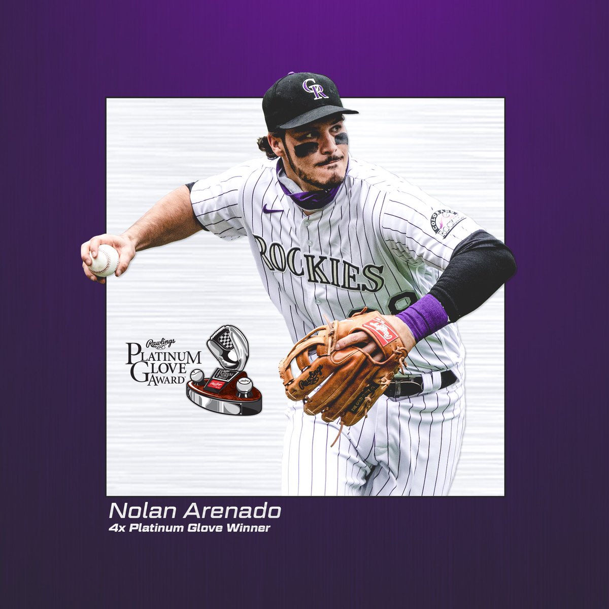 Rockies's tweet photo. (𝗦𝗧𝗜𝗟𝗟) 𝗧𝗛𝗘 𝗕𝗘𝗦𝗧 𝗜𝗡 𝗧𝗛𝗘 𝗚𝗔𝗠𝗘!

Nolan Arenado has won his 4th consecutive Platinum Glove 🐐 https://t.co/AICODPstse