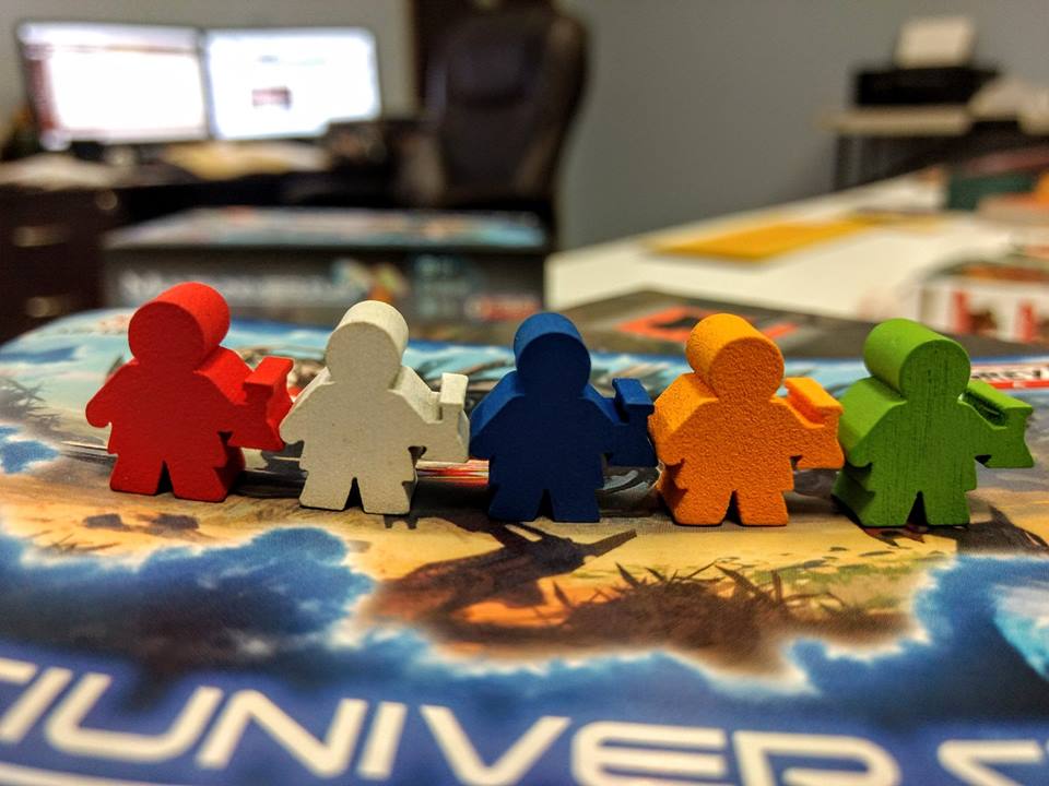 It was a joy to run into my game on stores!The game was translated and was licensed to other publishers to help with distribution overseas.  @GreyFoxGames gave it a new cover and upgraded scientists!