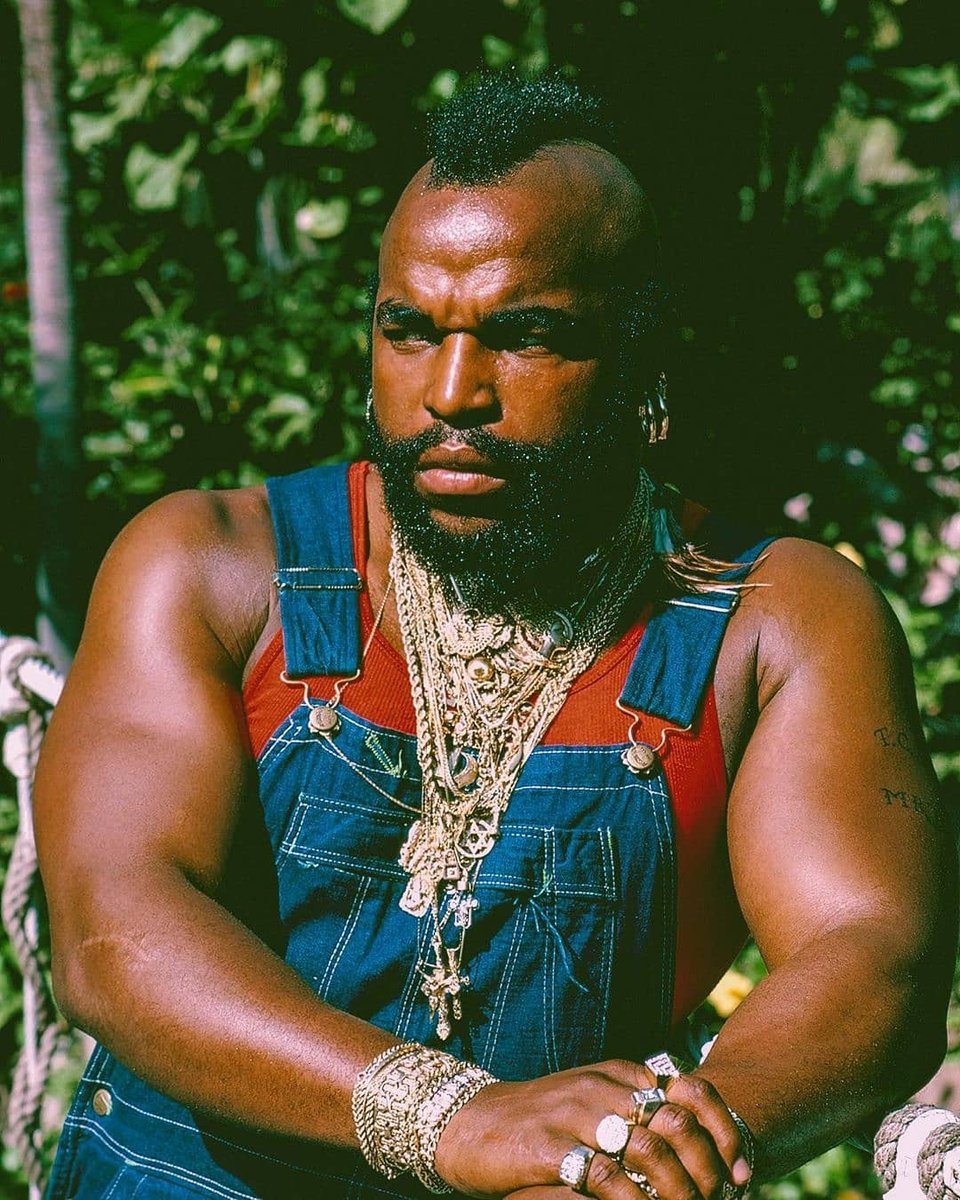 theretroblvd's tweet photo. Did you see the last post? 👀
• 
Mr. T photographed by Frank Carroll while filming for Season 1 of “The A-Team” in Los Angeles, CA - 1982
Do you not see all those CHAINS?! 
• 
• 
• 
• 
• 
•
#Repost from @strappedarchives https://t.co/Jqwuohc5RB