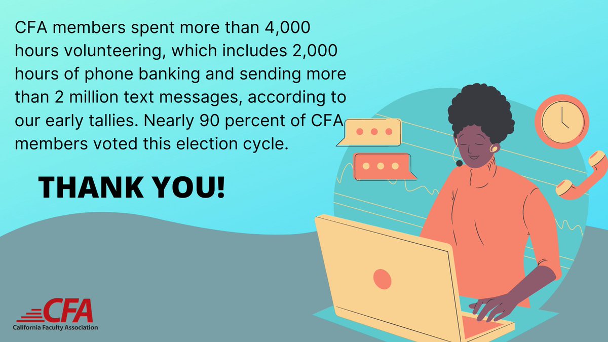 CFA_United's tweet photo. Election Day has come and gone. Votes continue to be tabulated, while some close contests still wait to be certified. Thank you to all of our volunteers who worked tirelessly to get out the vote and push our candidates and ballot measures past the finish line https://t.co/uzgZWH5k6G