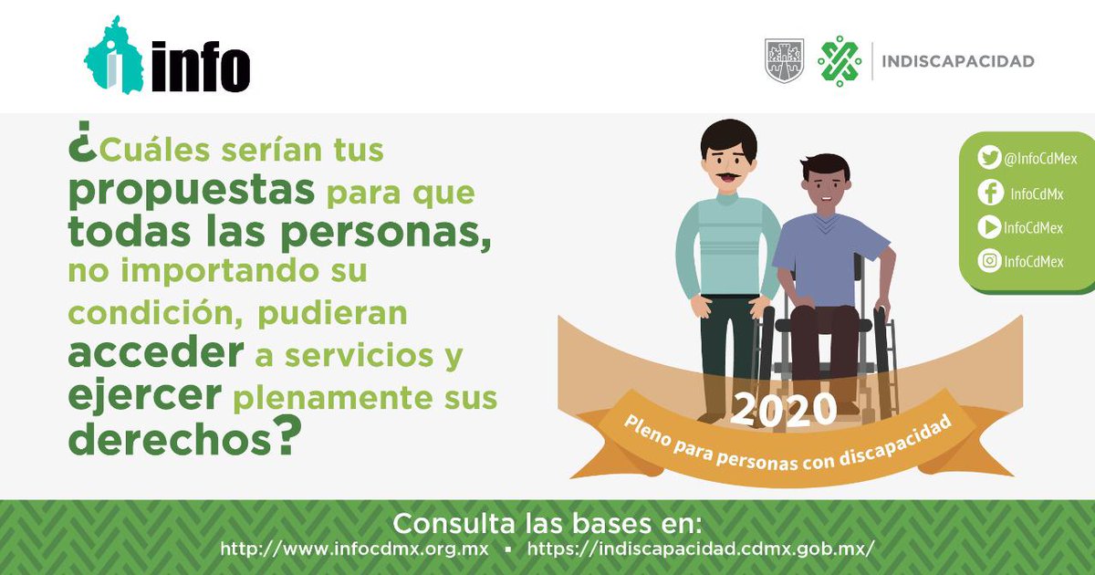 CulturaCiudadMx's tweet photo. Convocatoria al primer concurso "Pleno @InfoCdMex  para personas con discapacidad 2020".

Ingresa a: https://t.co/25VMUx9iYu

#CapitalCultural de América https://t.co/2WfEwk1f58