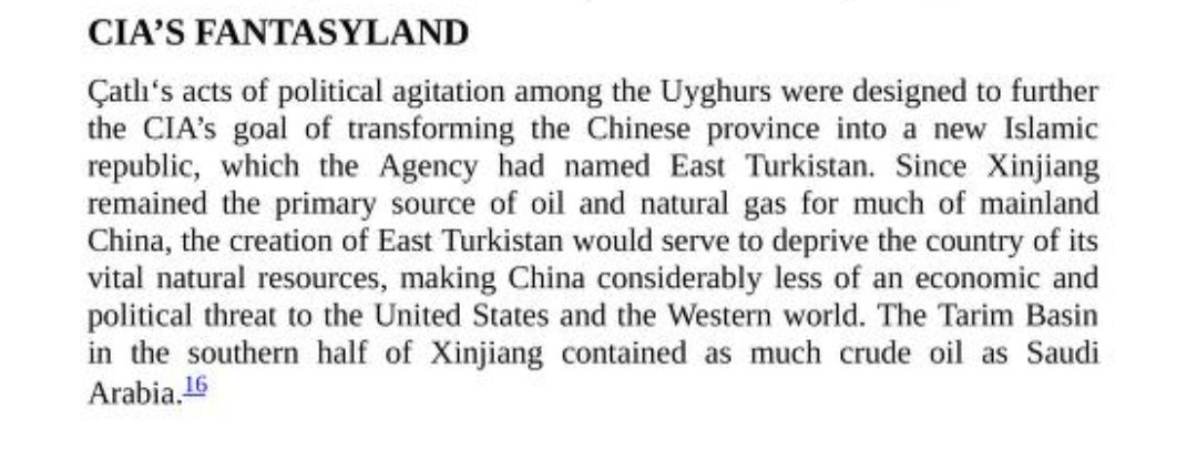 The CIA had similar ideas for Xianjiang, radicalizing Uyghur Muslims to destabilize/balkanize China and thereby gain access to that region's rich natural resources:
