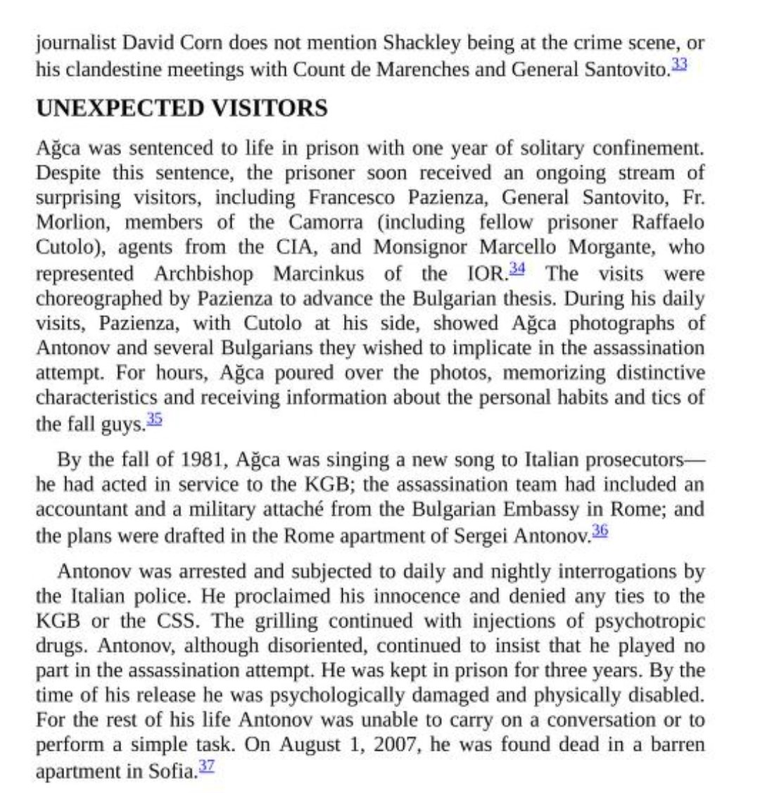 The Bulgarian connection, which was parroted by CIA press syndicates to western audiences, was horseshit from the get-go, but that didn't stop the western press and intelligence services from ruining a man's life to propagate the lie: Sergei Antonov.