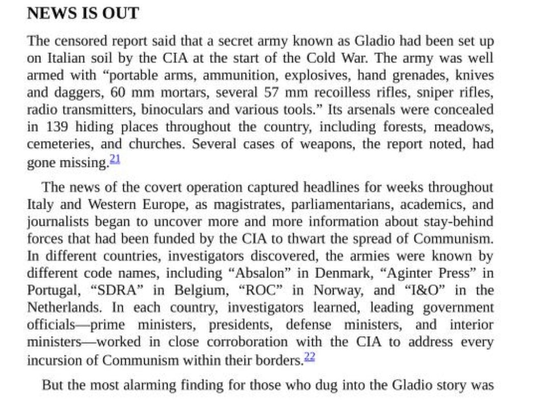 Gladio was finally brought to light by whistle-blowers and journalists in 1990, in places all around Europe where the stay-behind armies had acted:
