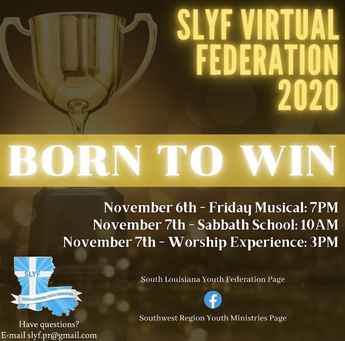 SLYFconnect's tweet photo. Starting soon!
#happysabbath #slyf #borntowin https://t.co/qz0i9T8fLS