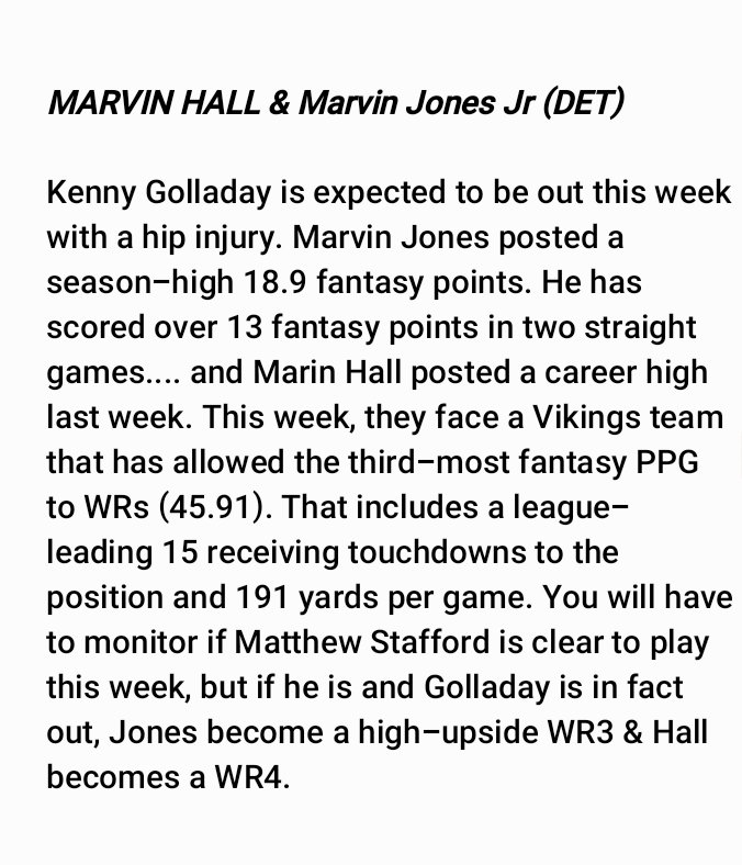 Southern_Boy504's tweet photo. 2020 - Week 9 #FantasyFootball Sleepers.
(If we help you win or if you just want to help a small, up & coming Analysts... Give us a follow.... It's FREE ;)
#Fantasy #FantasyFootballAdvice #FantasyFootball #PPR #Week9 #Sleeper #YahooFantasy #EspnFantasy #NFLFantasy #CBSFantasy https://t.co/FU7GqBHFAT
